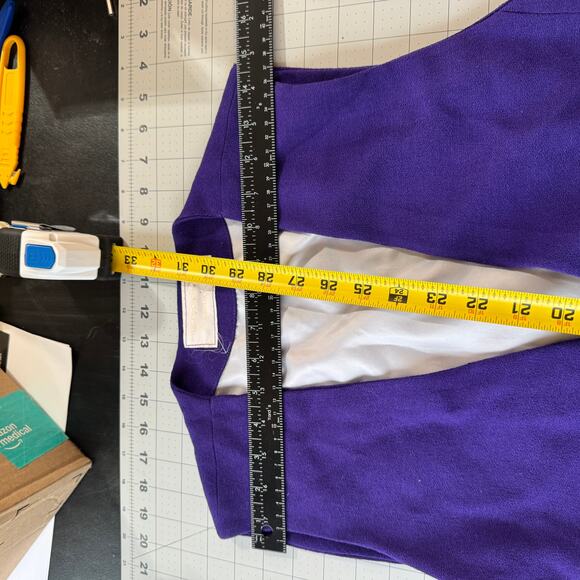Vintage 90s Purple Longline Vest Tailored Minimalist S/M Chic Power - Picture 10 of 13